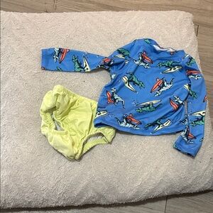 Wonder Nation Blue and Yellow Kids Rashguard Set